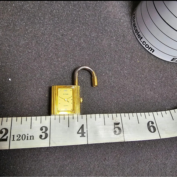 Futura Quartz Clock Watch Pendant Gold Tone Working Diamond Accent - Picture 7 of 8